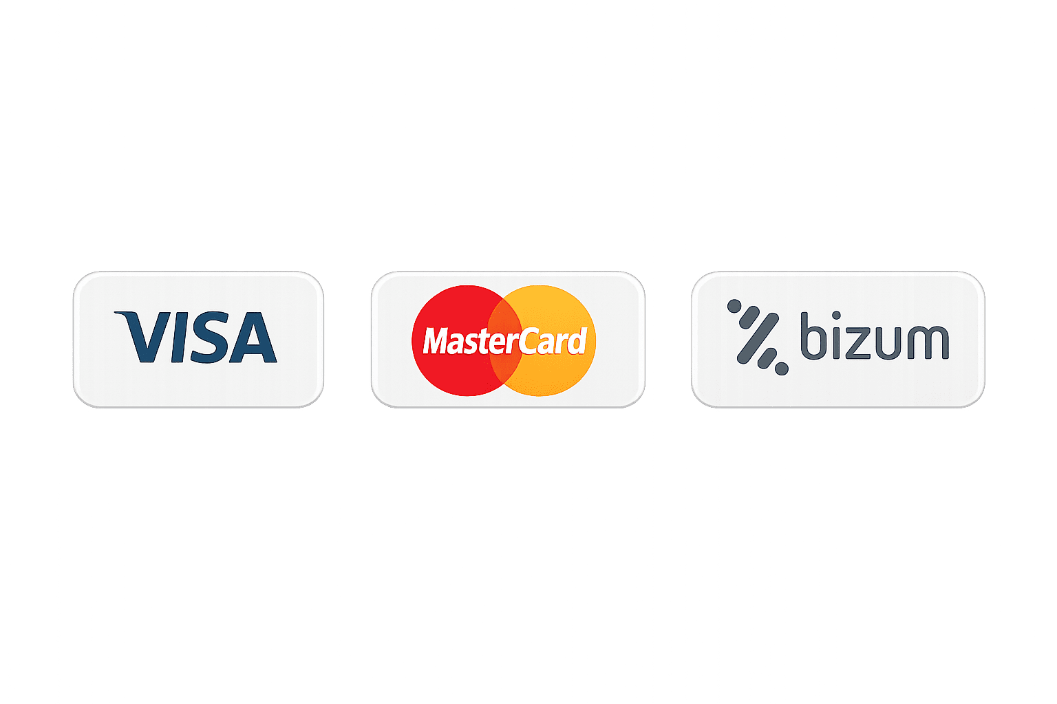 Métodos de pago: Visa, MasterCard, Bizum