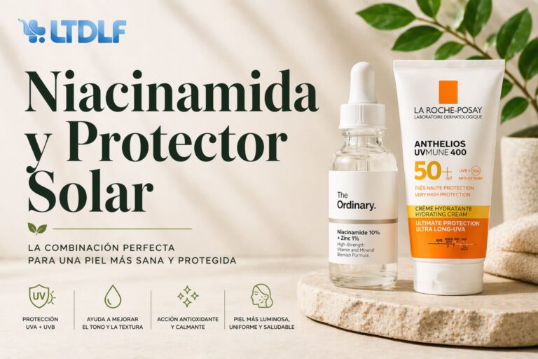 Niacinamida y protector solar para mejorar la piel y protegerla del sol