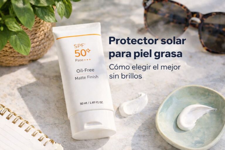 Portada de protector solar para piel grasa sin brillos