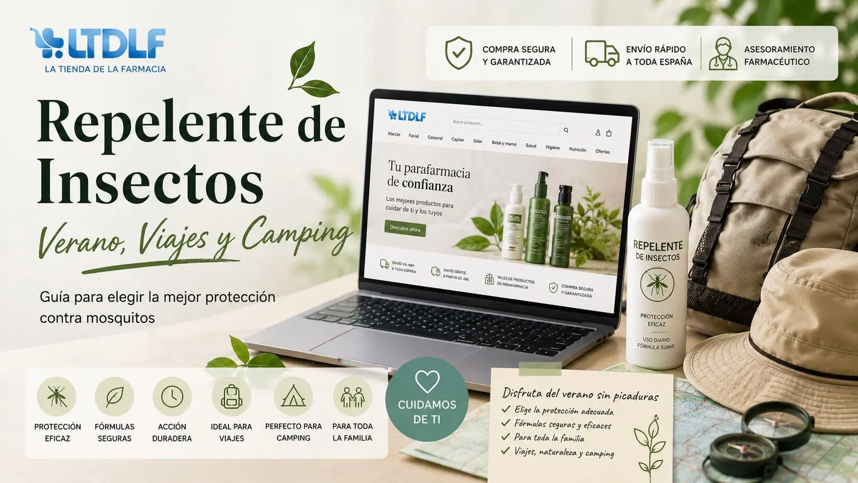 Repelente de insectos para verano, viajes y camping con protección contra mosquitos