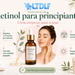 Infografía sobre retinol para principiantes con pasos básicos para iniciar una rutina facial segura